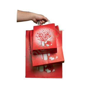 Papiertaschen mit gedrehter papierkordel 32x12x41 (Herz-Design)