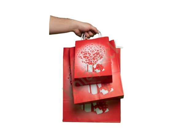 Papiertaschen mit gedrehter papierkordel 32x12x41 (Herz-Design)