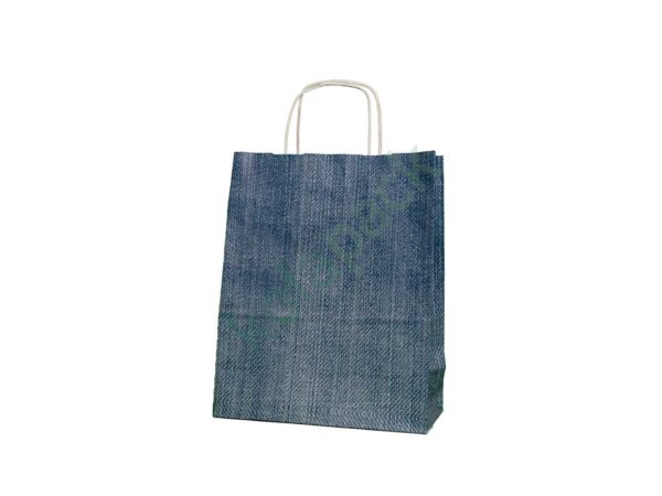 Papiertaschen mit gedrehter papierkordel 32x12x41 (Jeans Design)