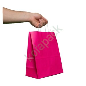 Papiertaschen mit gedrehter papierkordel 32x12x41 (Rosa)