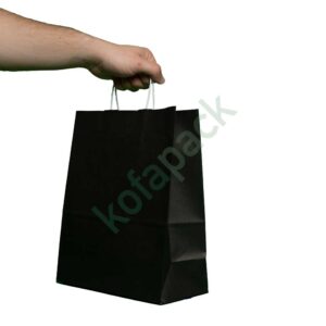 Papiertaschen mit gedrehter papierkordel 32x12x41 (Schwarz)