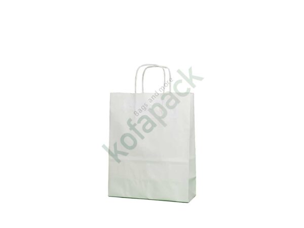 Papiertaschen mit gedrehter papierkordel 22x10x28 (Weiß)